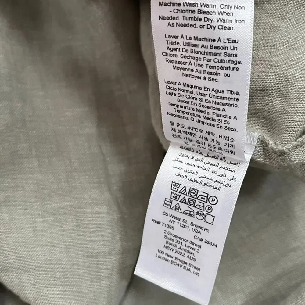 West Elm European Flax Linen Duvet Cover King Sage Green